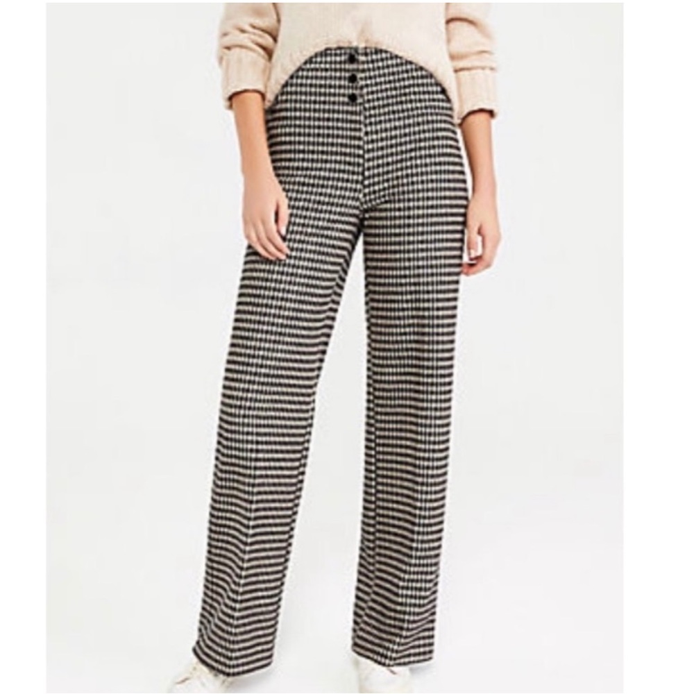 Ann Taylor Black and White Houndstooth Pants